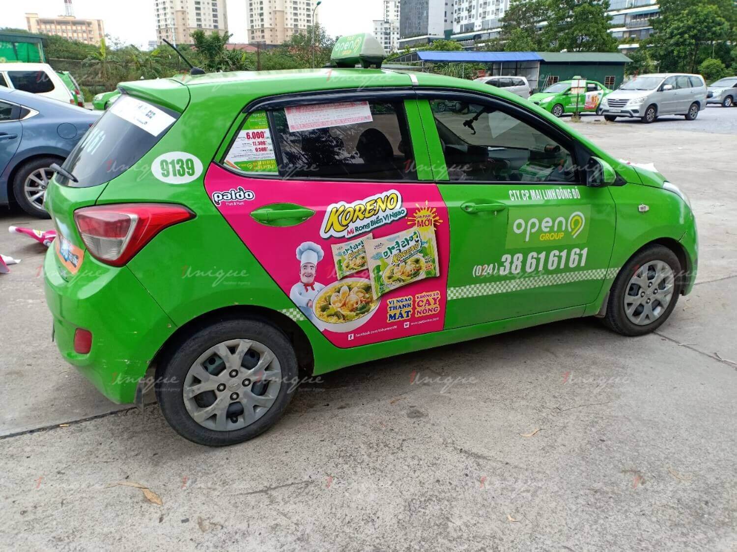 Quảng cáo trên taxi của Koreno 