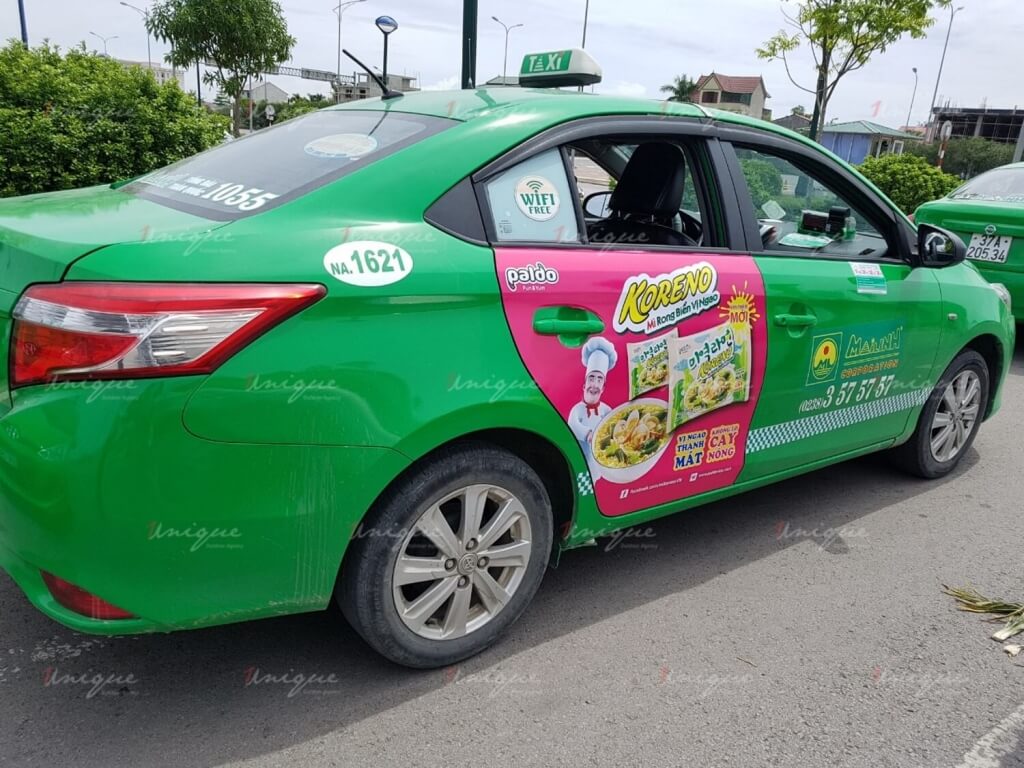 Quảng cáo trên taxi của Koreno 